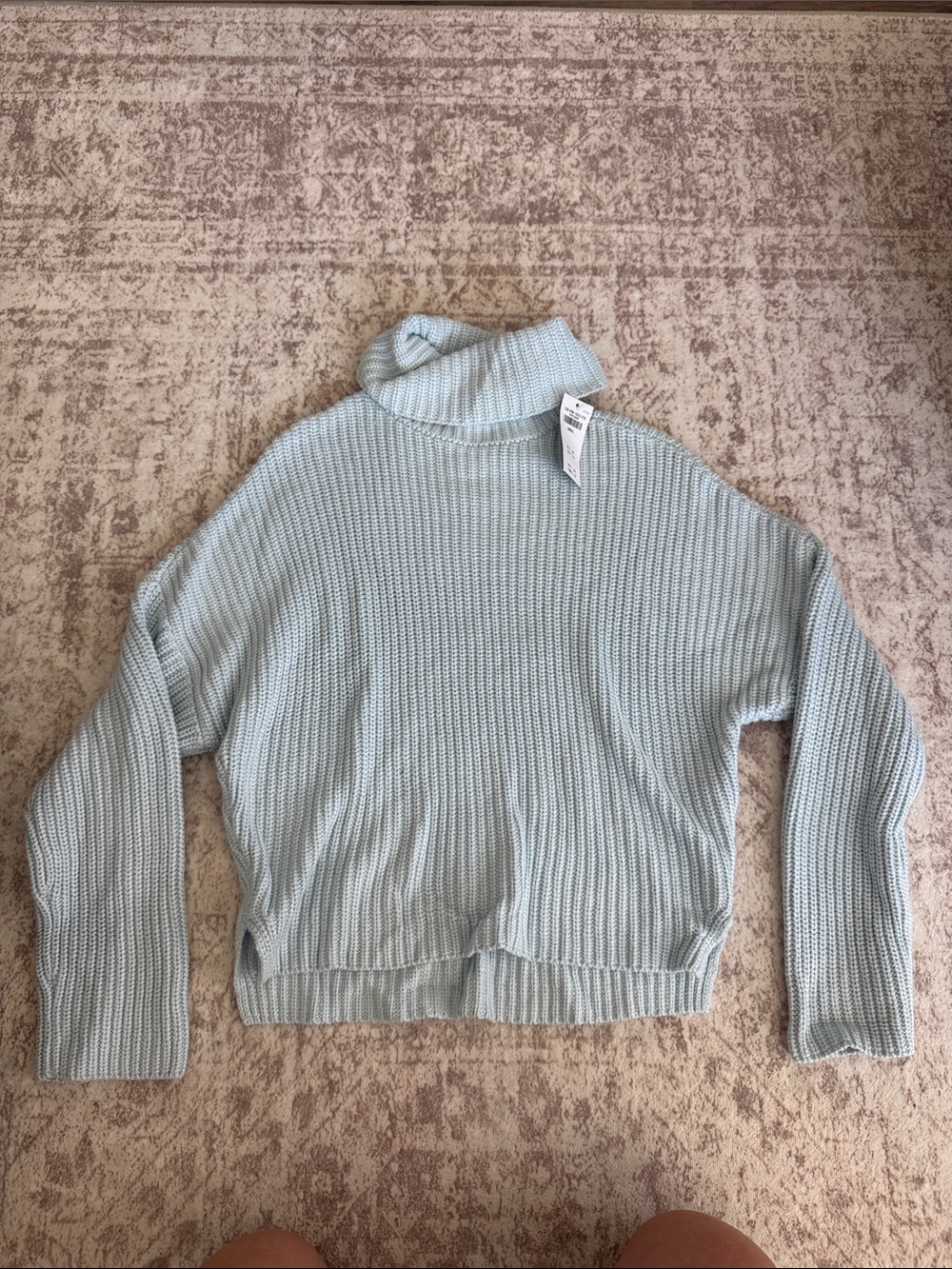 Abercrombie & Fitch Pale Blue Ribbed Turtleneck Sweater